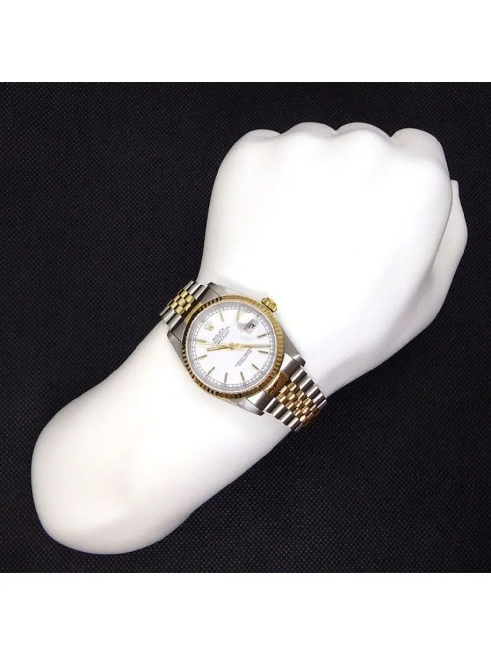 Rolex Watch Datejust White Dial Date 18k Yellow Gold SS Automatic